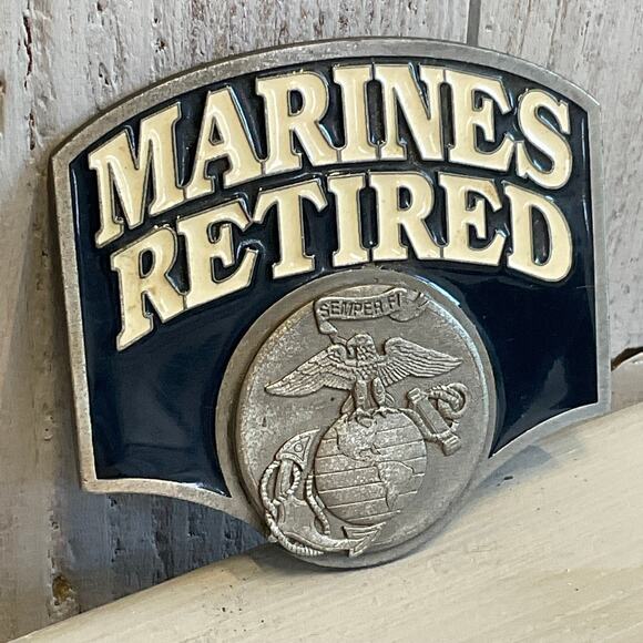 Bergamot Marines Retired Belt Buckle 2002 Military Patriotic Semper Fi Emblem - Picture 3 of 6